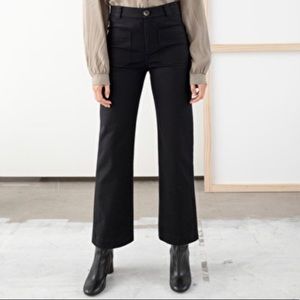 & Other Stories Black Cotton Twill Blend Trousers